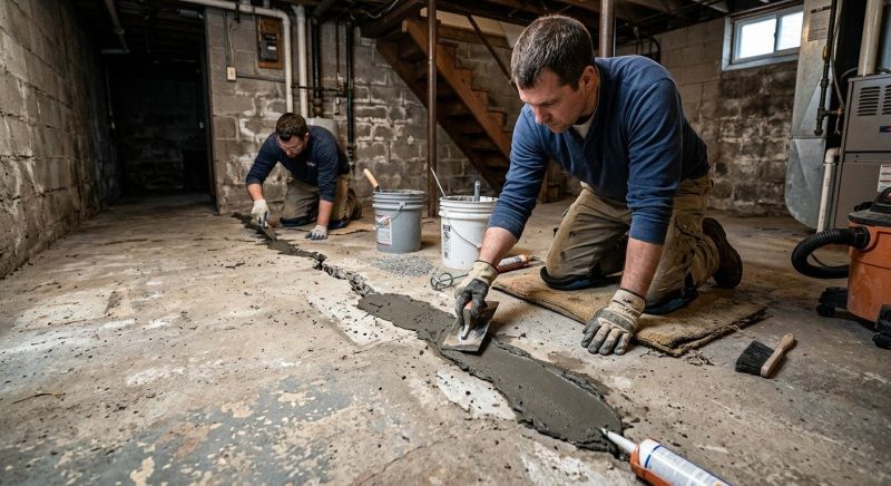 Cracked Basement Floor Repair in King Of Prussia, PA