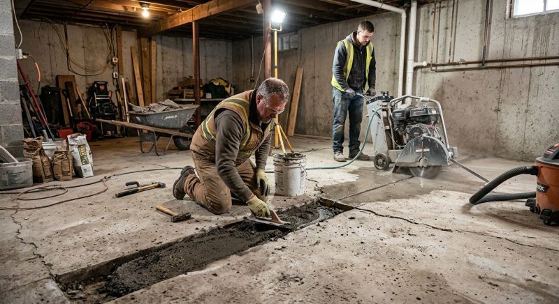 Cracked Basement Floor Repair in King Of Prussia, PA
